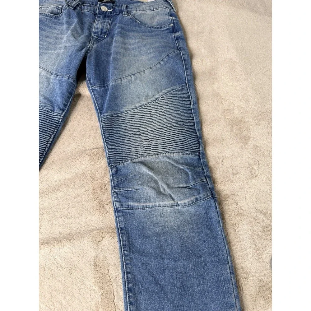 True Religion Rocco Moto Relaxed Skinny Jeans Men’s 30x32 Light Wash NWOT